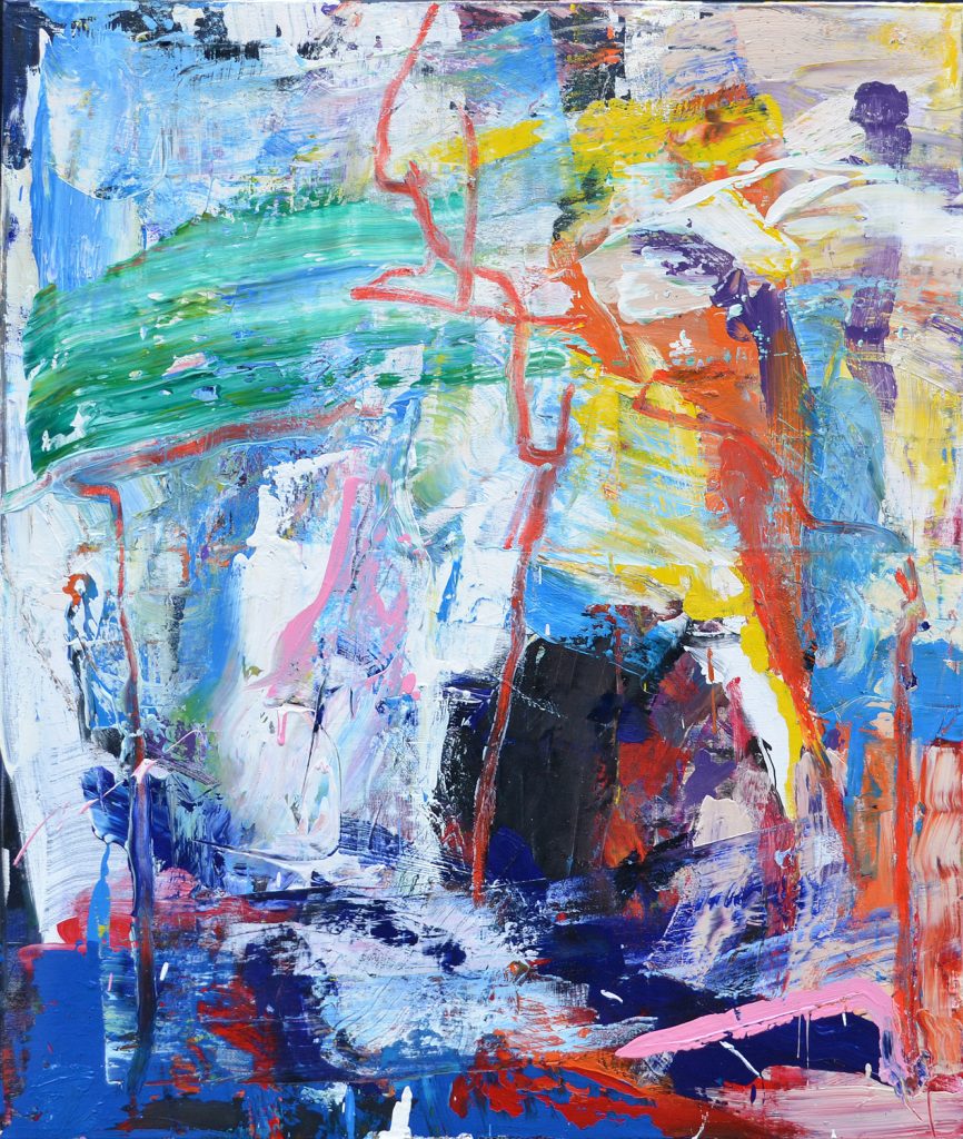 “Line of Force” abstract painting – contemporary fine art artwork exploring power, direction, and balance through strong lines and dynamic abstract forms.