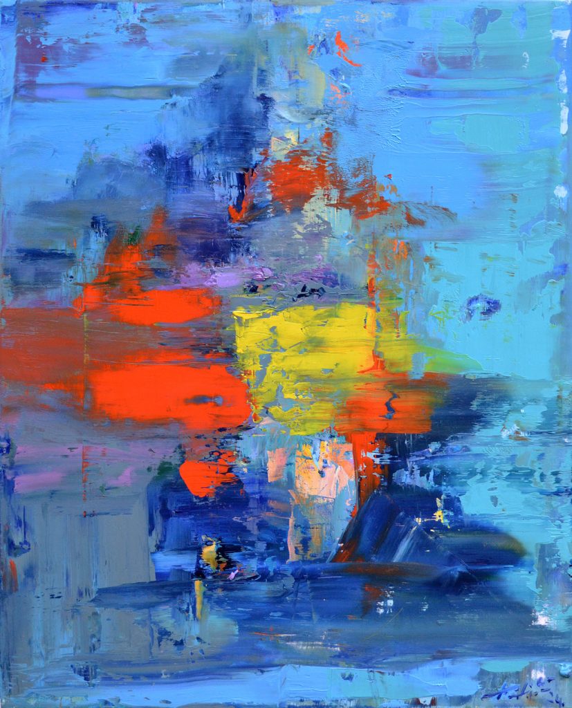 Expressionist painting of a poet, modern abstract style with emotional energy