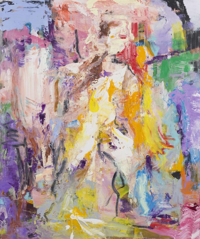 Irreversibly now Abstract painting with bold color composition in modern style