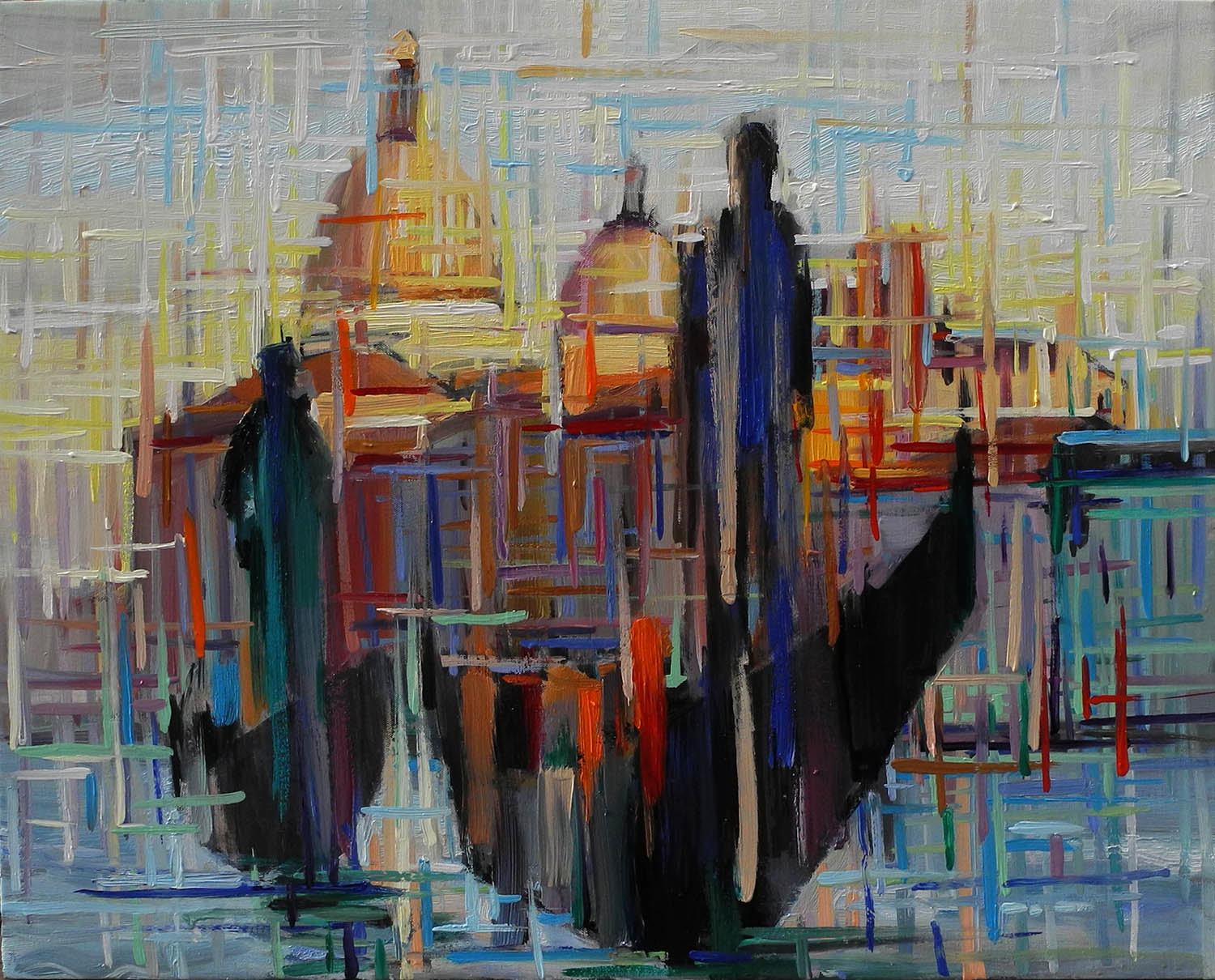 Contemporary landscape painting ‘Magic Venice’ by artist Borko Petrovic — an atmospheric depiction of Venice where dynamic lines evoke the city’s magical and timeless essence