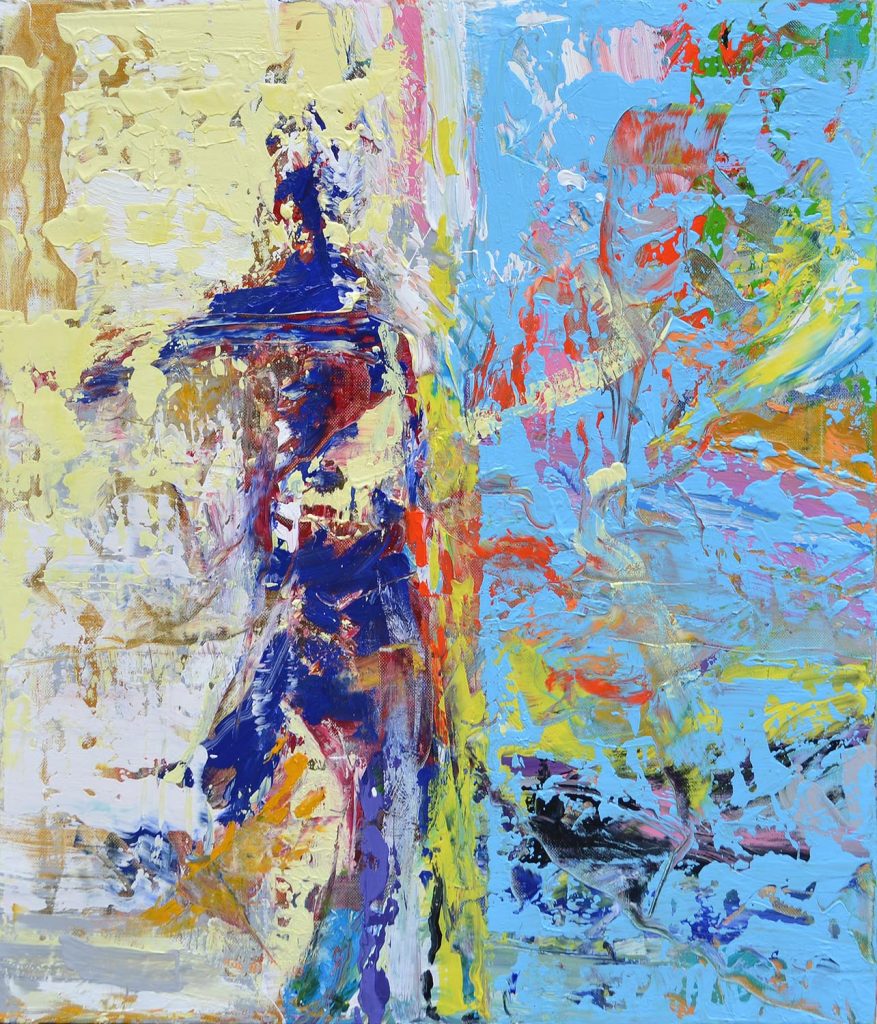 Contemporary painting ‘Reflection’ by artist Borko Petrovic — an introspective portrayal of the human inner world, exploring the unseen depths where fear, struggle, and the beauty of emotion are born