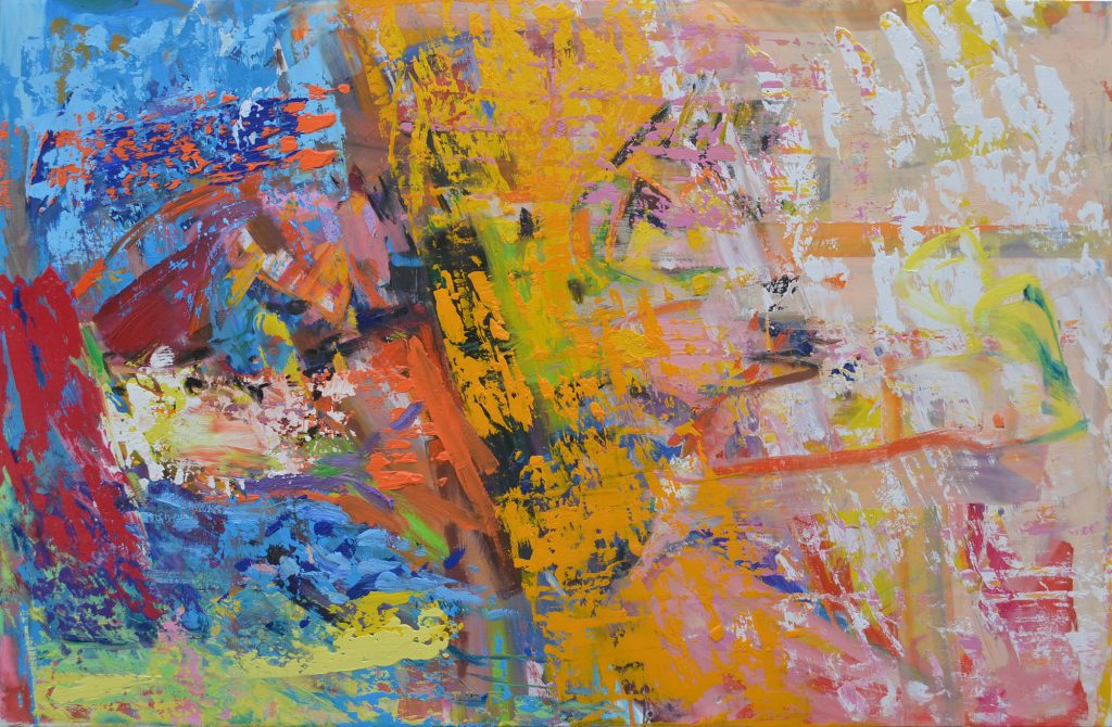 Abstract painting ‘Summer’ by artist Borko Petrovic — expressive and textured brushwork capturing the warmth and atmosphere of a summer day