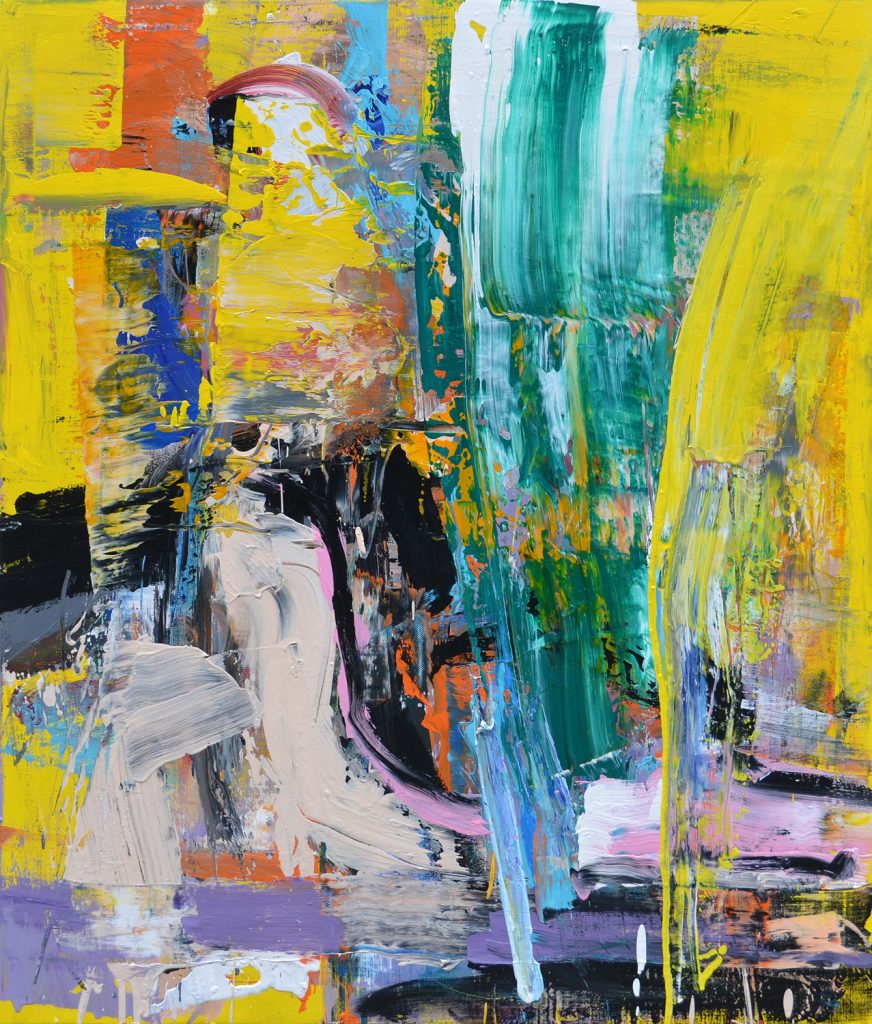 Contemporary abstract painting “Echo” with layered textures and subtle rhythmic movement.